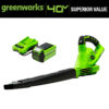 Greenworks 40V 135 CFM Leaf Blower/Sweeper w/2.0 Ah Battery, 24252