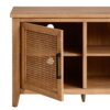 My Texas House Emma Wood and Cane TV Stand for TVs up to 65 inches, Light Oak, 5 minute Assembly