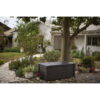 Keter Brightwood 120gal Weatherproof Patio Deck Storage Box Bench, Brown Keter Brightwood 120gal Weatherproof Patio Deck Storage Box Bench, Brown