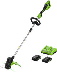 Greenworks 48V (2x24V) 15" Cordless TORQDRIVE™ String Trimmer with (2) 2Ah USB Batteries and Dual Port Rapid Charger, 2121202