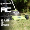 Greenworks 12 Amp 18-inch Corded Electric Walk-Behind Push Lawn Mower, 25012 Greenworks 12 Amp 18-inch Corded Electric Walk-Behind Push Lawn Mower, 25012