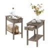 Furinno Classic Rectangular Side Table with Drawer, Set of 2, Rustic Oak Furinno Classic Rectangular Side Table with Drawer, Set of 2, Rustic Oak