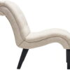 Andeworld Set of 2 Accent Chair for Living Room Bedroom Upholstered Tufted Curved Backrest Casual Fabric Chairs with Wood Legs Cream