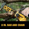 DEWALT DCCS623L1 8 in. 20-Volt Lithium-Ion Pruning Electric Battery Chainsaw Kit with 3Ah Battery and Charger DEWALT DCCS623L1 8 in. 20-Volt Lithium-Ion Pruning Electric Battery Chainsaw Kit with 3Ah Battery and Charger