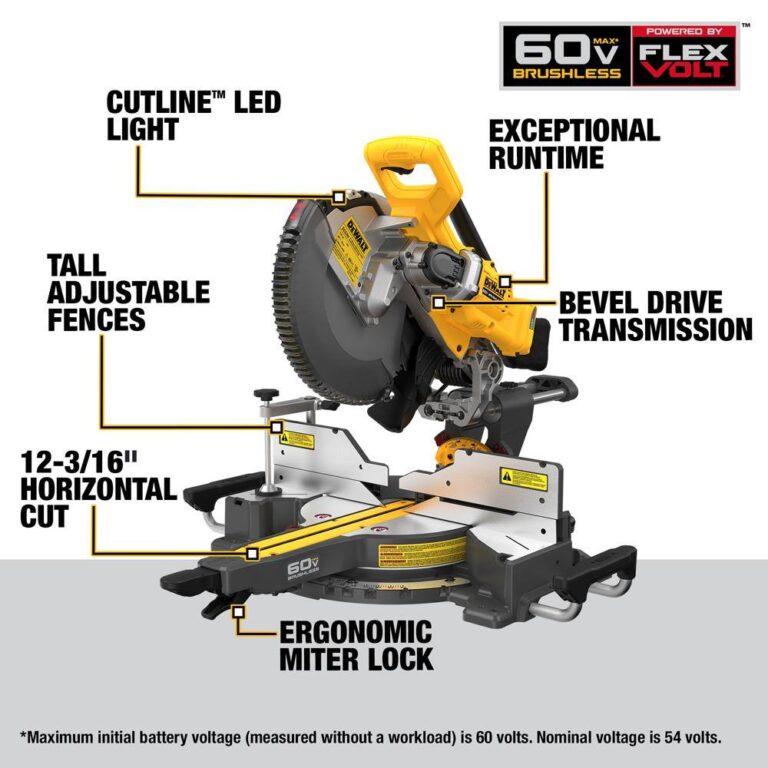 DEWALT DCS781B 60V Lithium-Ion 12 in. Cordless Sliding Miter Saw (Tool ...