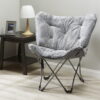 Mainstays Folding Faux Fur Butterfly Chair, Gray