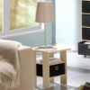 Furinno 2 Petite End Table Bedroom Night Stand - Set of Two, Gray/Black