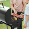 Royal Gourmet CC1830V 30" Barrel Charcoal Grill with Wood-Painted Side Table and Front Table