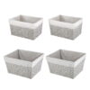Mainstays 4-Piece Gray Paper Rope Storage Basket Set, 2 Medium And 2 Large