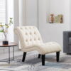 Andeworld Upholstered Accent Chair for Bedroom Living Room Chairs Lounge Chair with Wood Legs Cream Fabric