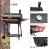 Royal Gourmet CC1830V 30" Barrel Charcoal Grill with Wood-Painted Side Table and Front Table