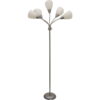 Mainstays 5-Light Multihead Floor Lamp, Silver with White Shade and a Metal Base