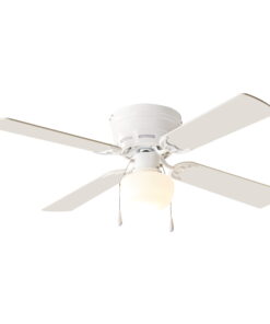 Mainstays 42" Hugger Metal Indoor Ceiling Fan with Light, White, 4 Blades, LED Bulb, Reverse Airflow