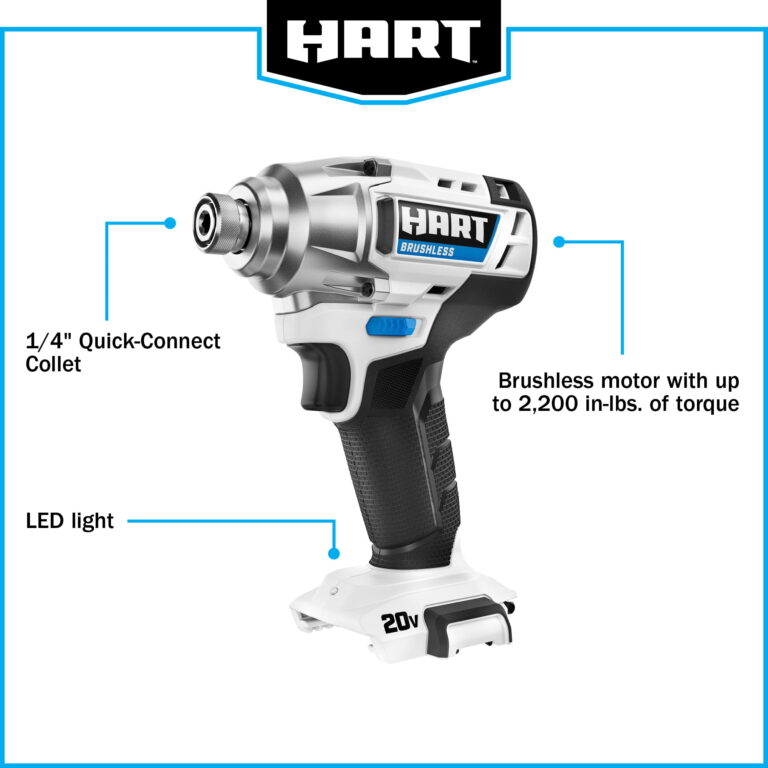 HART 20-Volt Cordless Brushless Impact Driver Kit, (1) 20-Volt 2.0Ah ...