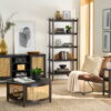 Better Homes & Gardens Springwood Caning Side Table, Charcoal Finish