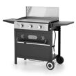 PHI VILLA THD-E02GR020 3-Burner Portable Propane Gas Griddle in Black with Cart and Lid