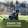 Green Machine GMPM6200 62V Cordless 3-in-1 High Wheel Push Walk Behind Mower, Brushless 22 In. Cutting Width with 4Ah Battery and Rapid Charger