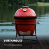 Kamado Joe KJ13RH Joe Jr. 13.5 in. Portable Charcoal Grill in Red with Cast Iron Cart, Heat Deflectors and Ash Tool