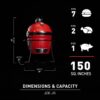 Kamado Joe KJ13RH Joe Jr. 13.5 in. Portable Charcoal Grill in Red with Cast Iron Cart, Heat Deflectors and Ash Tool