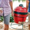 Kamado Joe KJ13RH Joe Jr. 13.5 in. Portable Charcoal Grill in Red with Cast Iron Cart, Heat Deflectors and Ash Tool