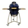 Lifesmart SCS-K15C 15 in. Kamado Ceramic Charcoal Grill in Blue with Free Cover, Electric Starter and Pizza Stone