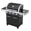 Monument Grills 24633 4-Burner Propane Gas Grill in Black with ClearView Lid, LED Controls, Side Burner and USB Light