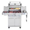 Monument Grills 35633 4-Burner Propane Gas Grill in Stainless with Clear View Lid, LED Controls, Side and Sear Burners