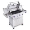Monument Grills 35633 4-Burner Propane Gas Grill in Stainless with Clear View Lid, LED Controls, Side and Sear Burners