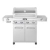 Monument Grills 35633 4-Burner Propane Gas Grill in Stainless with Clear View Lid, LED Controls, Side and Sear Burners