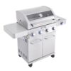 Monument Grills 41847NG 4-Burner Propane Gas Grill in Stainless with Clear View Lid, LED Controls and Side Burner