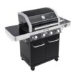 Monument Grills 42538B 4-Burner Propane Gas Grill in Black with ClearView Lid, LED Controls, Side Burner and USB Light