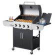 MELLCOM BGGIN0071 5-Burner BBQ Propane Gas Grill, 24,000 Stainless Steel Patio Garden Barbecue Grill in Black