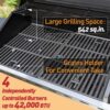 PHI VILLA THD-E02GR001 4-Burner Portable Propane Gas Grill in Stainless Steel with Side Burner and Fixed Side Tables PHI VILLA THD-E02GR001 4-Burner Portable Propane Gas Grill in Stainless Steel with Side Burner and Fixed Side Tables
