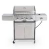 PHI VILLA THD-E02GR001 4-Burner Portable Propane Gas Grill in Stainless Steel with Side Burner and Fixed Side Tables