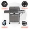 PHI VILLA THD-E02GR001 4-Burner Portable Propane Gas Grill in Stainless Steel with Side Burner and Fixed Side Tables PHI VILLA THD-E02GR001 4-Burner Portable Propane Gas Grill in Stainless Steel with Side Burner and Fixed Side Tables
