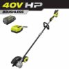 RYOBI RY40780 40V HP Brushless Stick Lawn Edger with 4.0 Ah Battery and Charger