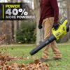 RYOBI RY404140 40V HP Brushless Whisper Series 160 MPH 650 CFM Cordless Battery Leaf Blower with 6.0 Ah Battery and Charger RYOBI RY404140 40V HP Brushless Whisper Series 160 MPH 650 CFM Cordless Battery Leaf Blower with 6.0 Ah Battery and Charger