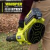 RYOBI RY404140 40V HP Brushless Whisper Series 160 MPH 650 CFM Cordless Battery Leaf Blower with 6.0 Ah Battery and Charger RYOBI RY404140 40V HP Brushless Whisper Series 160 MPH 650 CFM Cordless Battery Leaf Blower with 6.0 Ah Battery and Charger