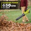 RYOBI RY404140 40V HP Brushless Whisper Series 160 MPH 650 CFM Cordless Battery Leaf Blower with 6.0 Ah Battery and Charger RYOBI RY404140 40V HP Brushless Whisper Series 160 MPH 650 CFM Cordless Battery Leaf Blower with 6.0 Ah Battery and Charger