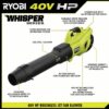 RYOBI RY404140 40V HP Brushless Whisper Series 160 MPH 650 CFM Cordless Battery Leaf Blower with 6.0 Ah Battery and Charger RYOBI RY404140 40V HP Brushless Whisper Series 160 MPH 650 CFM Cordless Battery Leaf Blower with 6.0 Ah Battery and Charger