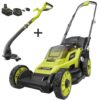 RYOBI P1180-4X ONE+ 18V 13 in. Cordless Battery Walk Behind Push Lawn Mower & String Trimmer with 4.0 Ah Battery and Charger