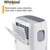 Whirlpool WHAD201CW 20-Pint Portable Dehumidifier with 24-Hour Timer, Auto Shut-Off, Easy-Clean Filter, Auto-Restart and Wheels