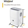 Whirlpool WHAD201CW 20-Pint Portable Dehumidifier with 24-Hour Timer, Auto Shut-Off, Easy-Clean Filter, Auto-Restart and Wheels