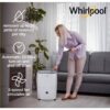 Whirlpool WHAD201CW 20-Pint Portable Dehumidifier with 24-Hour Timer, Auto Shut-Off, Easy-Clean Filter, Auto-Restart and Wheels