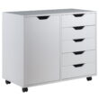 Winsome Wood Halifax 2-Section 5-Drawer Mobile Storage Cabinet, White Finish