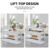 SMILE MART Modern 47.5" Wood Lift Top Coffee Table with Lower Shelf, White SMILE MART Modern 47.5" Wood Lift Top Coffee Table with Lower Shelf, White