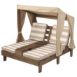 KidKraft Wooden Outdoor Double Chaise Lounge with Cup Holders, Espresso