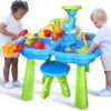 TEMI Sand Water Table for Toddlers, 4 in 1 Sand Table and Water Play Table