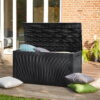 Vineego Outdoor All-Weather 100 Gallon Resin Deck Box, Black
