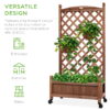 Best Choice Products 60in Mobile Wood Planter Box & Diamond Lattice Trellis, w/ Drainage Holes, Optional Wheels - Walnut